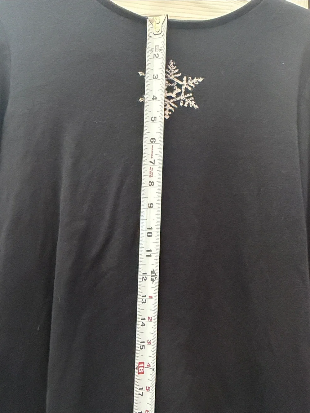 Talbots Black Long-Sleeve Tee with Silver Snowflake